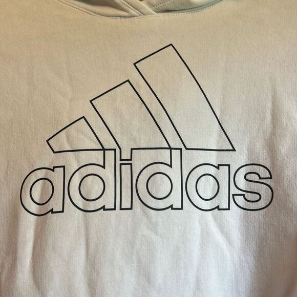 Adidas Girls Hoodie Youth‎ Size 14 White Black Stripes Logo Cropped - Picture 2 of 5